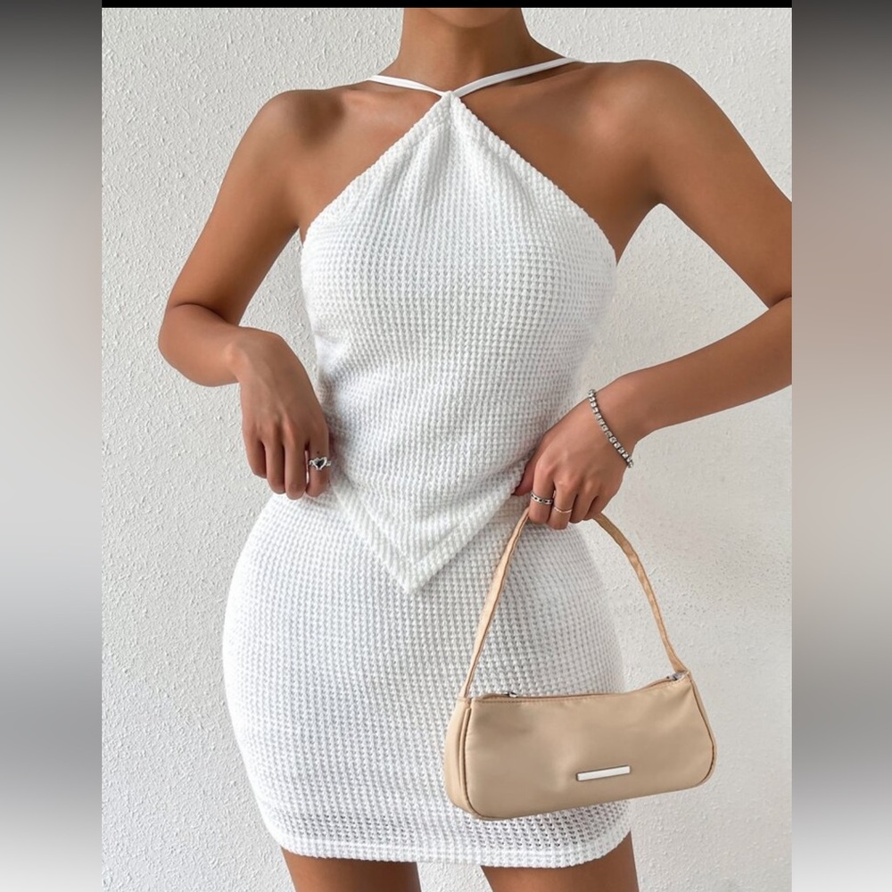 SHEIN White Knit Skirt Set